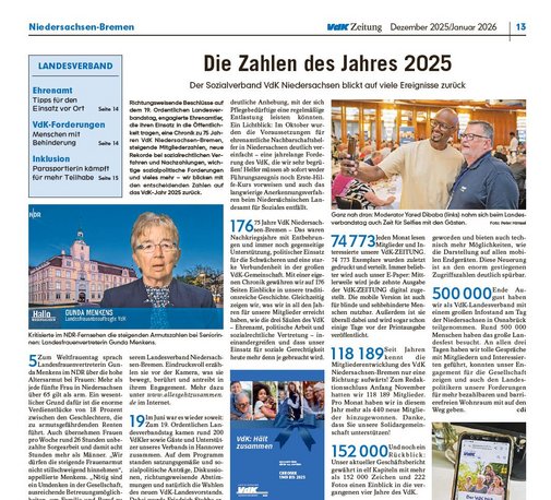 Die erste Seite der regionalen Ausgabe der VdK-Zeitung