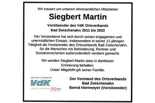 Todesanzeige Siegbert Martin