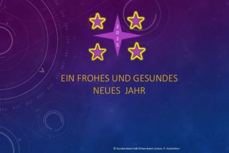 Grafik mit Text "Ein frohes und gesundes neues Jahr"