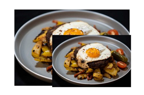 Ein Teller mit Bratkartoffeln und Beilagen