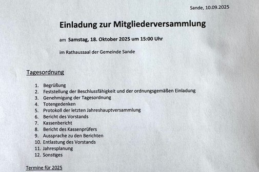 Einladung Mitgliederversammlung