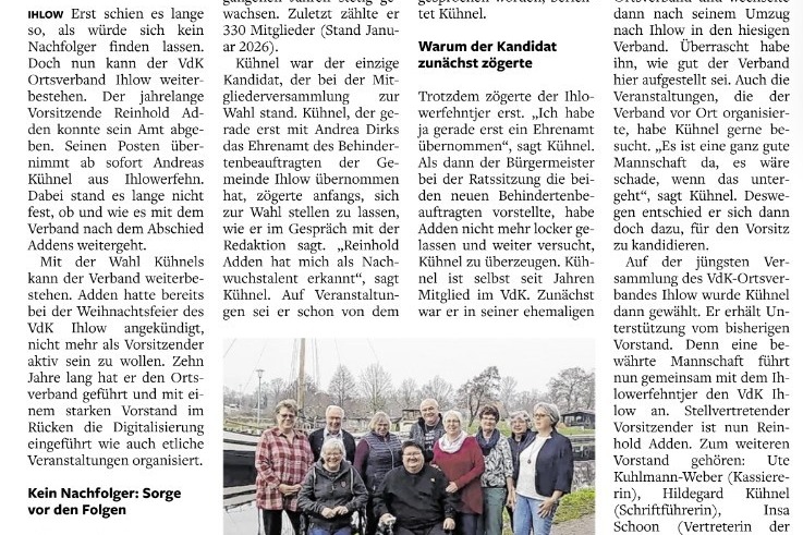 VdK OV Ihlow, neuer Vorstand